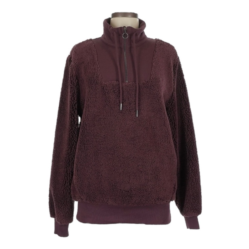 Sweaty Betty Sherpa Half Zip Sweatshirt Pullover Burgundy Wine Fleece NWT M $108